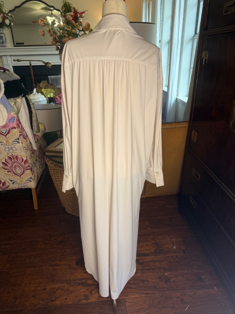 ONA "Tropez II" white oversized shirt dress sz M / L - Picture 3 of 10